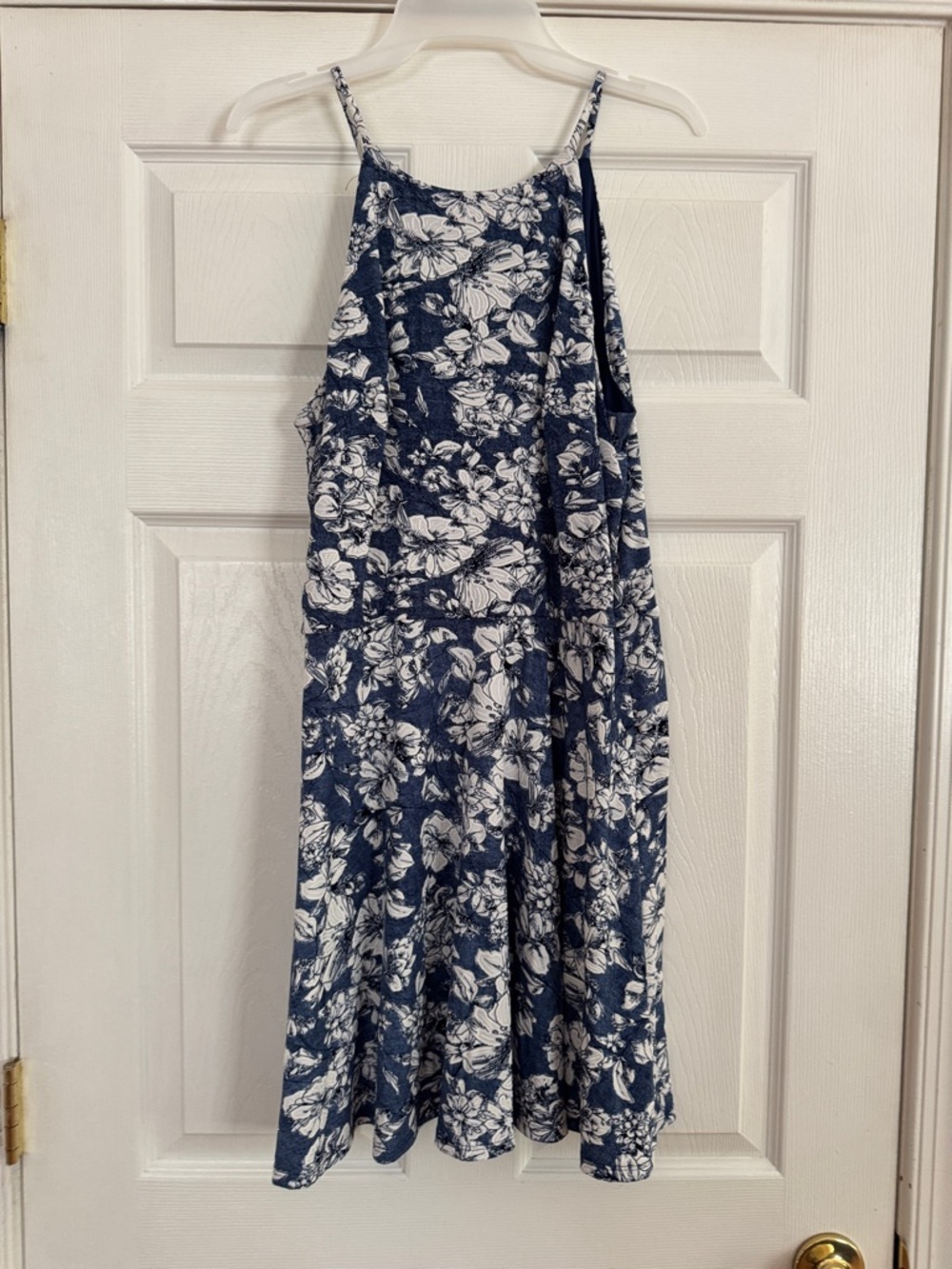 Navy Floral Spaghetti-Strap Mini Dress